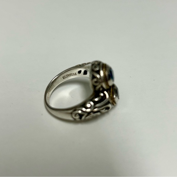 EFFY 18K Gold & Sterling Silver Natural Amethyst Blue Topaz Bypass Ring Size 7 - Picture 4 of 5